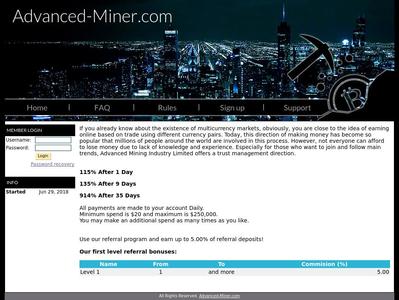 [SCAM] advanced-miner.com - Min 20$ (102.5% After 1 Day) RCB 80% Advanced-miner.com