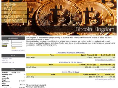 [SCAM] bitcoin-king.biz - Min 10$ (Hourly/after 1 day) RCB 80% Bitcoin-king.biz