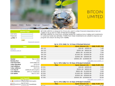 [SCAM] bitcoin.limited - Min 10$ (1% - 25% Daily For 10 Days) RCB 80% Bitcoin.limited