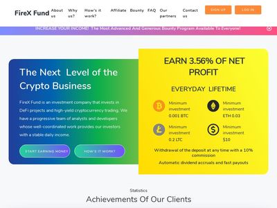[SCAM] firex.fund - Min 10 $ (3.56% daily forever) RCB 80% Firex.fund