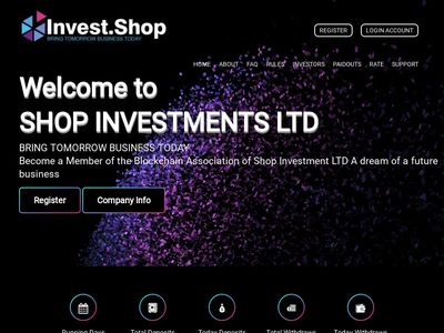 [SCAM] invest.shop - Min 10$ (34.5% - 185% Daily For 3 Days) RCB 80% Invest.shop